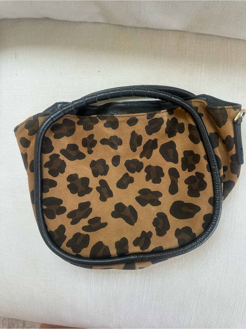 Cheval Firenze Italy Leopard Suede Leather Satchel Crossbody Handbag - Picture 3 of 10